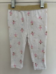 Baby Essentials Baby Girls Pink Ballerina Glitter Tulle Ruffle Leggings Cream 9M