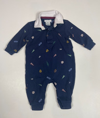 RALPH LAUREN Baby Boys Collared Football Theme One Piece Outfit Size 6 Months