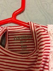 Oshkosh B’gosh Baby Girls Red & White Striped Bodysuit 6 Months