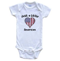 Just A Little American Cute United States Flag Heart Baby Bodysuit