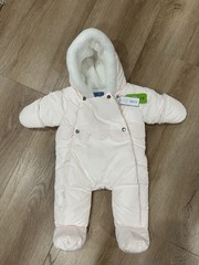 Jacadi Baby Girl Nylon Snow Suit 3 Mo. Soft Pink with Hood NWT Made In France