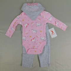 Pink Unicorn Print Bodysuit Bandana Leggings Baby Outfit Set 0-3 Months