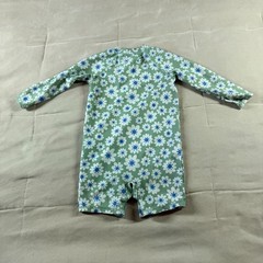 Baby Girl Floral Long Sleeve Rash Guard Swimsuit Green White Blue 12M