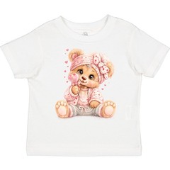 Inktastic Cute Pink Teddy Bear Toddler T-Shirt Heart Animal Love Affection Bib