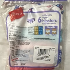 Hanes Girls Hipster Underwear 6 Pack 2T/3T 100% Cotton Multicolor