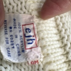 Vintage EJH Ivory Cable-Knit Hooded Full Zip Knit Sweater Acrylic Unisex 9M