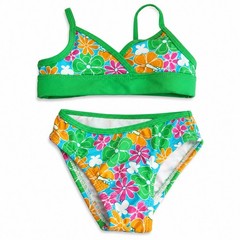 Circo Baby Girl 2 Piece Swimsuit 12M Green Floral Bikini Bathing Suit