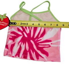 Vintage Y2K Strawberry Shortcake Swimsuit Size 2 T Pink Two Piece Tie Dyed NWT
