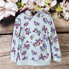 Garanimals Toddler Girls Cotton Gray Multicolored Butterflies Hooded Sweatshirt