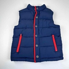 Janie and Jack Puffer Vest Kids 3-4 Navy Blue Red Quilted Snap Button Front