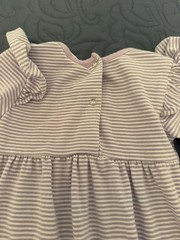 STITCHY FISH WHITE/LAVENDER ROMPER, SNAPS, SIZE 12 MONTHS