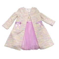 Bonnie Baby 2Pc 24M Pastel Bouclé Coat Lavender Tulle Party Dress Easter Wedding
