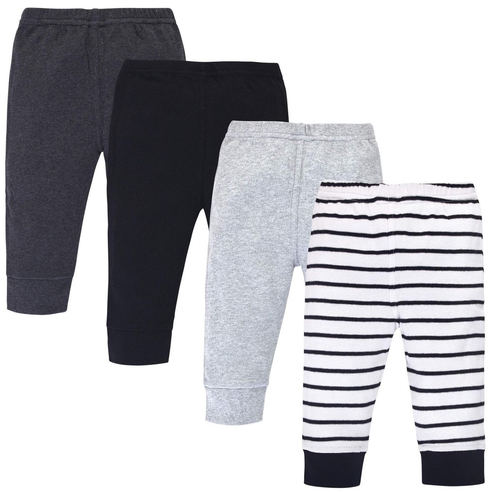 baby girls Organic Cotton Pants, Gray Black Stripe, 3T US