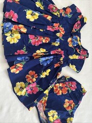 RALPH LAUREN Blue Floral Dress Size 3 Months Diaper Cover Buttons Down Bright