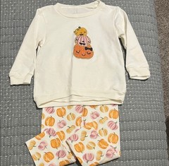 Chickpea Toddler Girls Pumpkin Stack Applique 2 piece set