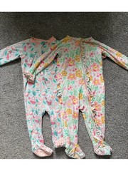 Sweet Bamboo Set of Two Zippys in Mixed Floral and Fruit Print Size 6-9 Months