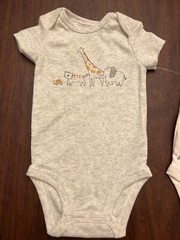 NEW- Carters Just One You Animals Baby Size 3 Months Bodysuit And Pants Set of 3