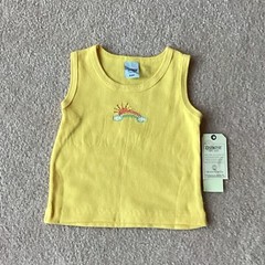NWT OSHKOSH GIRLS 2/2T YELLOW TANK TOP, SUN OVER RAINBOW/ CLOUDS, COTTON