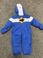 Vintage Pacific Trail Blue Hooded Zip Snowsuit 24M Nylon Fleece Lined Skiing