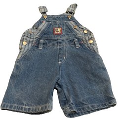 Vintage Bugle Boy Denim Shortalls 2T Sandy Point Cotton Belt Loops Pinstripe