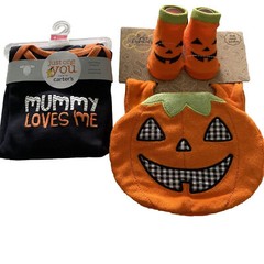 Halloween Bib Booties & Carter’s Mommy Loves Me 6M New