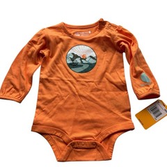 Carhartt Baby Girl Long Sleeve Bodysuit 9M Orange Ranch Cowgirl