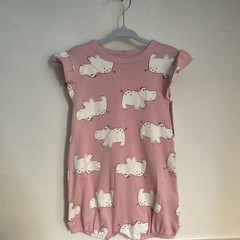 Carter’s 18M Pink Hippo Animal Print Cotton Knit Ruffle Short Sleeve Romper