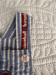 Vintage Cradle Togs Baby Boy Baseball Romper Stripes Red/White/ Blue Size 3-6M