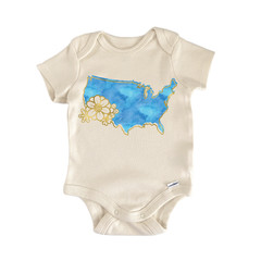 United States Floral Watercolor Newborn Baby Onesie® Bodysuit