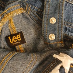 Lee Girls Denim Shortalls Lace Trim Pockets Snap Closure Blue/White 0-3M