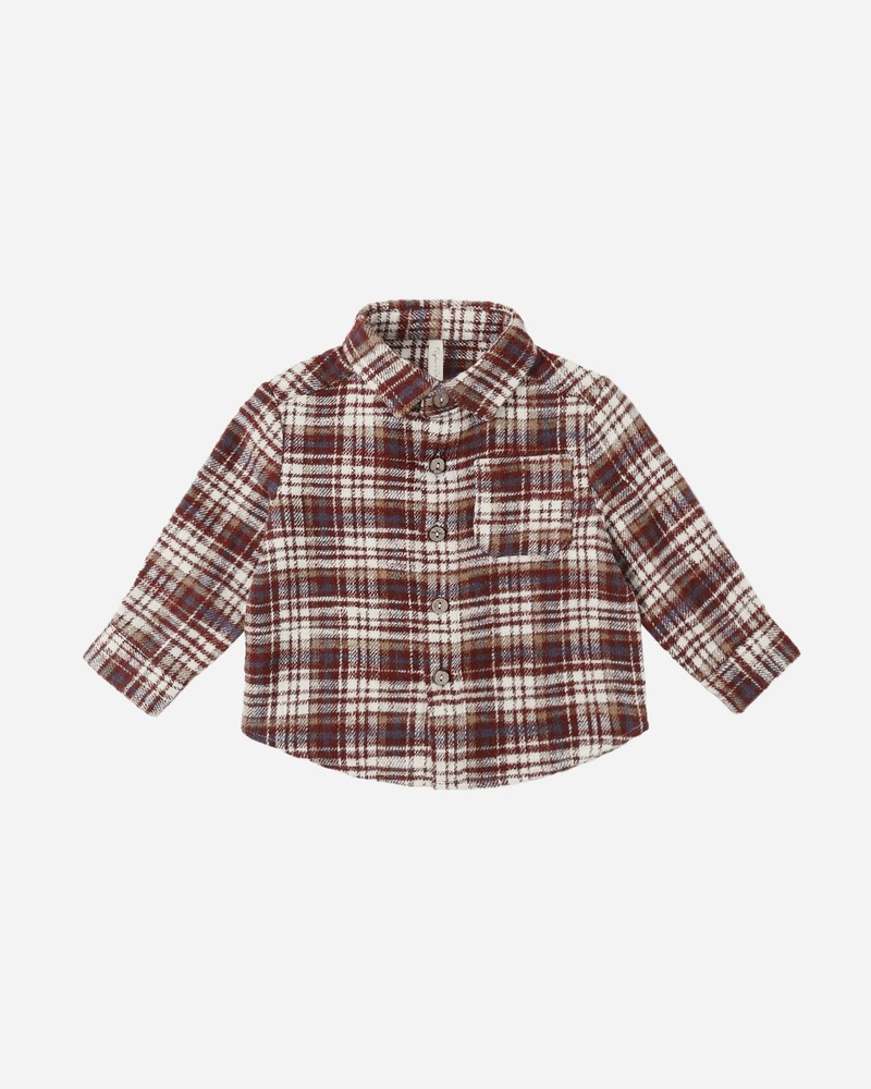 Rylee + Cru Collared Long Sleeve Shirt Burgundy Plaid Size 2-3 Years