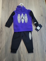 Jordan MJ MVP Blocked Fleece 2 piece Set Seeatpants Hoodie Dark Concord Size 12M