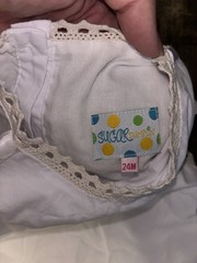 Sugar Dumplin White Woven Cotton Sleeveless Lace Trim Button Romper 24M