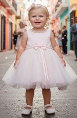 Couture Princess Baby Girl Dress Pale Pink Pearl Bling Size 12 Months 12M
