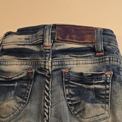 ELITE Toddler 2-3 Blue Denim Straight Jeans Distressed Pockets Button Zip CUTE