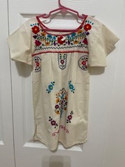 Mexican Hand Embroidered Folkloric Artesania Floral Toddler Dress No Tags
