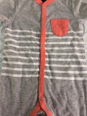 7 For All Mankind Baby Bodysuit One Piece Gray/White Striped 3-6/6-9 Months NWT