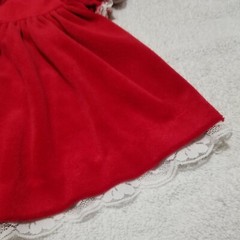Vintage Y2K 1991 Broadway Kids Red Velour Velvet Dress Bow White Collar Lace 12M