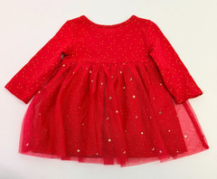 Hanna Andersson 6-12M 70cm Red Holiday Dress Moon & Stars Print Preowned READ