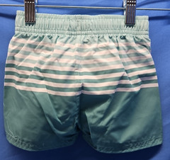 Ruffle Butts Ruggedbutts 4T Little Boy Swim Trunks 50+ UPF Ocean Teal Stripes