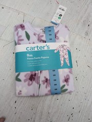 Carter’s Girls Fleece Zipper Closure Long Sleeves Footie Pajama Purple Sz 9M BR4