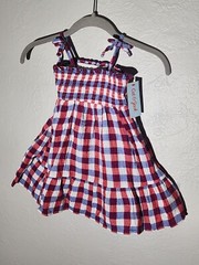Cat & Jack Sleeveless Strappy Sun Dress Red White Blue Plaid Size 18M