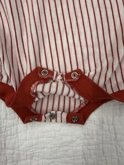 Pret-a-Mousse Baseball Slugger Striped Cotton Knit Bodysuit, Snap, 9mo