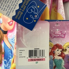 Princess Belle, Cinderella, Aurora Floral Butterfly Pink Satin Nightgown Size 5T