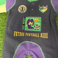 Vintage 90s Disney Babies Jumpsuit Boys 0-6 Months Multi Mickey Mouse Football