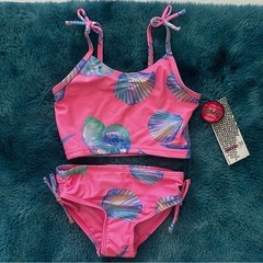 Kensie Girl Pink and Blue Seashell Bikini Size 2T