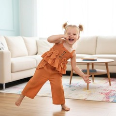 9-12 Months Girl Clothes Baby Summer Toddler Outfits Cute Bow Button Ruffle C…