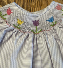 18 -24 mo baby girl SOUTHERN SUNSHINE Purple White striped Tulip BISHOP DRESS