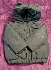 Burberry Toddler Size 2Y Teddy Bear Ear Hooded Logo & Stars Puffer Jacket Black