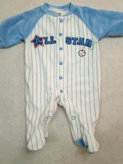 VTG Carters Newborn Baby Boy All-Star Sleeper Baseball Pinstripe EUC